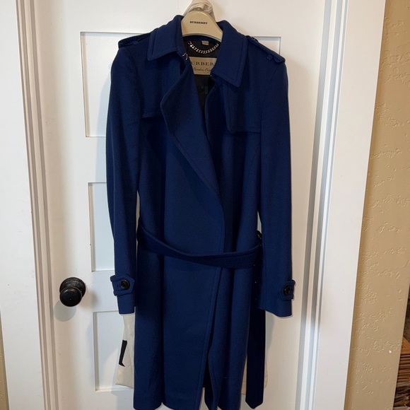 BURBERRY London Tempsfold Cashmere Wool Blue Wrap Trench Coat 4 - Picture 2 of 5